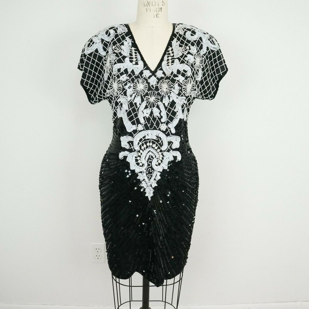 Vintage 80s Sequin Beaded Dress Shoulder Pad